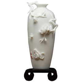 德化白瓷花瓶傳統捏花技藝手工裝飾擺件