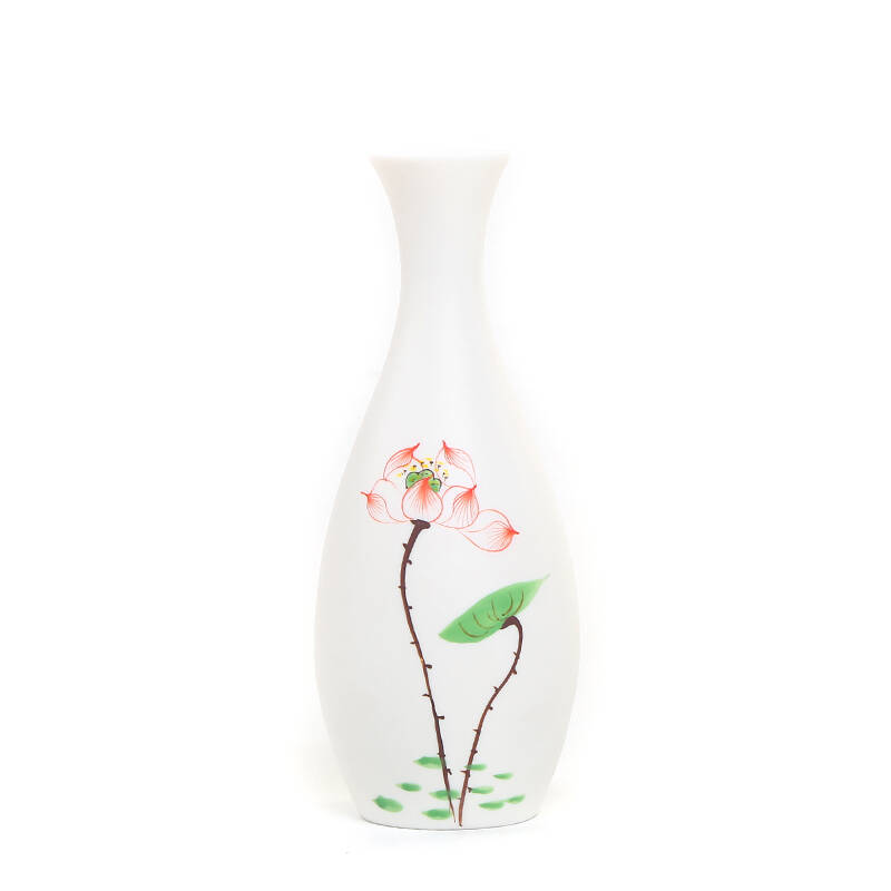 2021新款玉净瓶水培花器创意手绘荷花白瓷花瓶