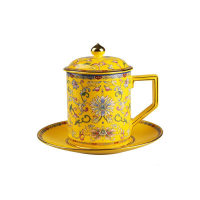 高淳陶瓷琺瑯彩龍鳳杯骨瓷高溫色釉描金茶杯