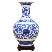 景德镇陶瓷器中式仿古青花瓷青花缠枝莲花瓶工艺品客厅摆件