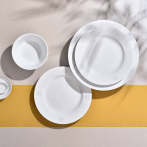高溫白瓷餐具手工玲瓏簡約純白色中式風格16頭家用聚會32頭碗碟餐具套裝