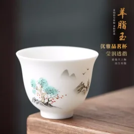 素燒羊脂玉陶瓷茶杯德化白瓷功夫茶杯