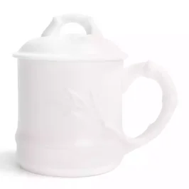 中國白羊脂玉瓷竹節茶杯家用白瓷辦公水杯茶具