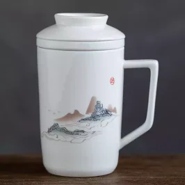 白瓷茶杯陶瓷帶蓋過濾個人杯泡茶杯