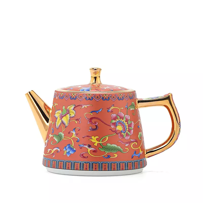 国潮风珐琅彩陶瓷茶壶单壶家用过滤泡茶壶