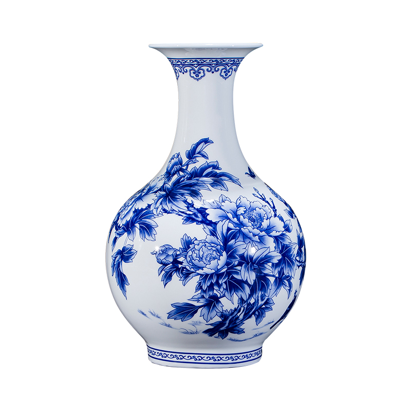景德鎮陶瓷薄胎青花瓷花瓶插花中國風擺件中式家居客廳裝飾品瓷器