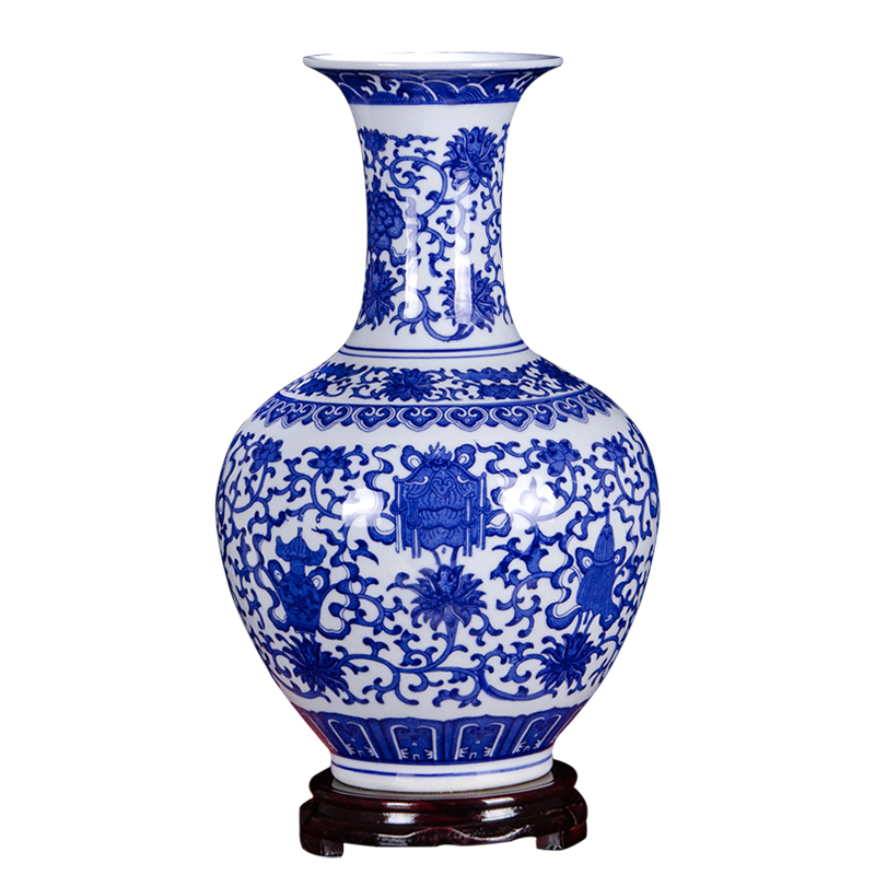 景德镇陶瓷器花瓶插花摆件青花瓷仿古中式家居客厅博古架小装饰品