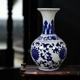 景德鎮陶瓷器仿古官窯青花瓷葫蘆花瓶插花家居客廳裝飾品擺件cb37