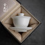 德化手工白瓷三才蓋碗功夫茶具單個泡茶大號素燒羊脂玉瓷大器茶碗
