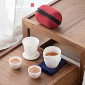 德化陶瓷羊脂玉白瓷旅行茶具套装便携包一壶二杯单人快客杯高档