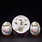 景德鎮陶瓷器梁國飛雪三件套花瓶現代中式簡約家居客廳工藝品擺件